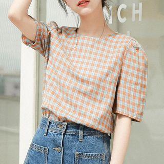 Short Sleeve Plaid Top