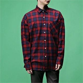 Pocket-front Plaid Loose-fit Shirt