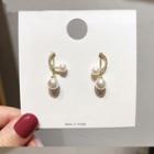 Rhinestone Faux Pearl Dangle Earring 1 Pair - Silver Needle - As Shown In Figure - One Size