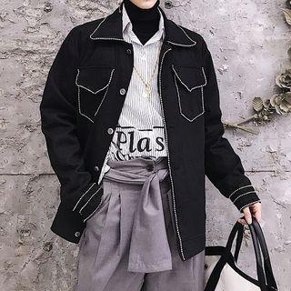 Bead-trim Buttoned Jacket