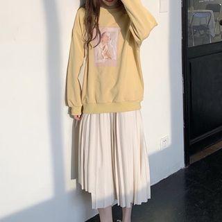 Printed Pullover / Spaghetti Strap Midi A-line Dress