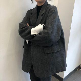 Plain Loose-fit Blazer / Straight-leg Pants