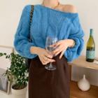 Boatneck Cable-knit Sweater
