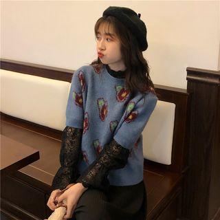 Short-sleeve Knit Top / Lace Top