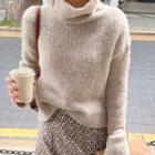 Turtleneck Sweater / Floral Midi A-line Skirt