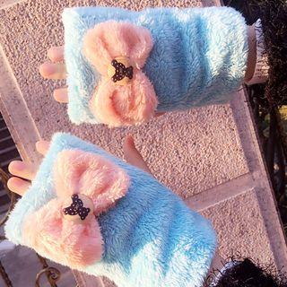 Bow Fingerless Mittens