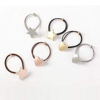 Brushed Alloy Heart / Star Hair Tie