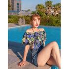 Plus Size Two-way Patterned Silky Top