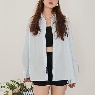 Cotton Sleeve Bow Strap Shirt