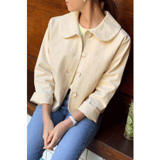 Peter Pan-collar Cotton Jacket Cream - One Size