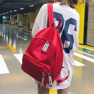 Zipper Cord Accent Nylon Backpack