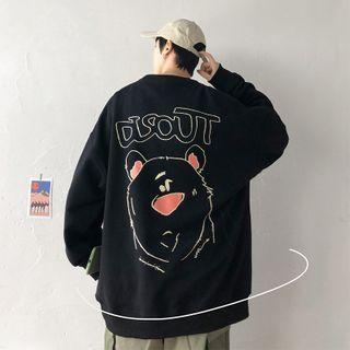 Bear Print Oversize Pullover