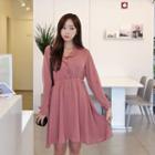Open-placket Button-front A-line Dress