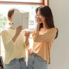 Basic 3/4-sleeve Roll-up T-shirt