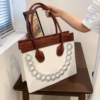 Croc Grain Panel Tote Bag