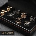 4 Pair Set: Alloy Cufflinks (various Designs) Xk2005 - 4 Pair - Silver & Gold - One Size