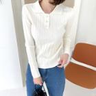 Slim-fit Ribbed Polo Knit Top