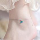 925 Sterling Silver Mermaid Tail Anklet 925 Silver - Blue - One Size