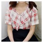 Frill-collar Plaid Top