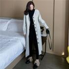 Single-breasted Long Coat Gray - One Size