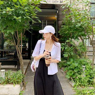 Roll-up Short-sleeve Linen Blend Blazer
