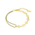Fashion Creative Plated Gold Geometric Round Smiley Face Expression 316l Steel Bracelet Golden - One Size