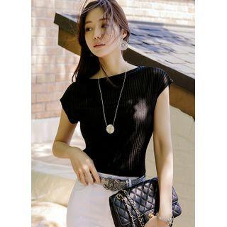 Cap-sleeve Glittered Knit Top