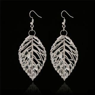 Perforated Leaf Dangle Earring 1 Pair - Gold - One Size