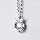 925 Sterling Silver Rhinestone Crown Pendant Necklace