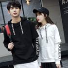 Couple Matching Letter Mock Two-piece Hoodie