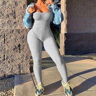 Sleeveless Fitted Jumpsuit / Fitted Romper