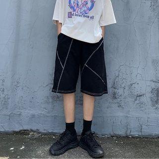 Contrast Stitch Wide-leg Sweatshorts