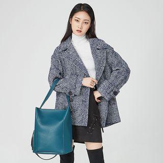 Double-breasted Herringboned Coat