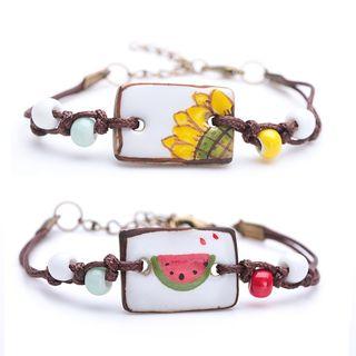 Watermelon/ Flower Print Beaded Bracelet
