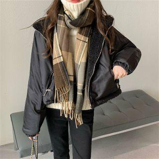 Reversible Stand-collar Fleece Cropped Jacket