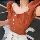 Puff-sleeve Slim-fit Top
