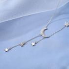 Moon & Star Pendant Sterling Silver Necklace 1 Pc - Star & Moon Necklace - One Size