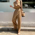 Sleeveless Wrap Wide-leg Jumpsuit