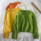 Loose-fit Argyle Crop Sweater