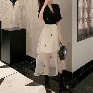 High-waist Mesh Dress White - One Size
