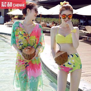 Set: High Waist Bikini + Chiffon Cover-up