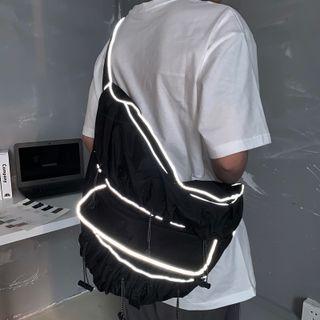 Reflective Striped Ruched Crossbody Bag As Shown In Figure - One Size