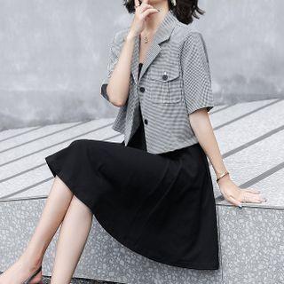 Set: Short-sleeve Jacket + A-line Tank Dress