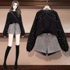 Faux-pearl Detail Sweater / Shorts / Set