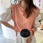 Cold-shoulder Ruffled T-shirt