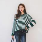 Round-neck Long-sleeve Striped Knit Top