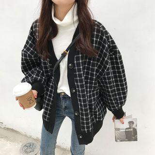 Windowpane Check Cardigan