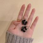 Flower Fabric Dangle Earring 1 Pair - Earrings - Flower - Black - One Size