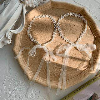 Faux Pearl Mesh Headband White - One Size