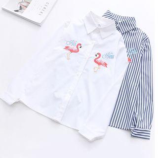 Flamingo Embroidered Long-sleeve Shirt